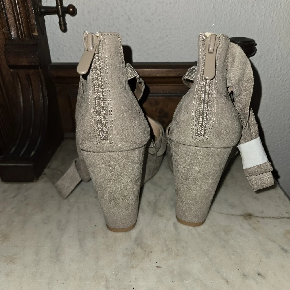 Torrid Taupe Strappy Platform Wedges